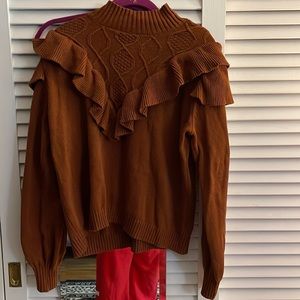 Brown ruffled sweater (Eloquii)